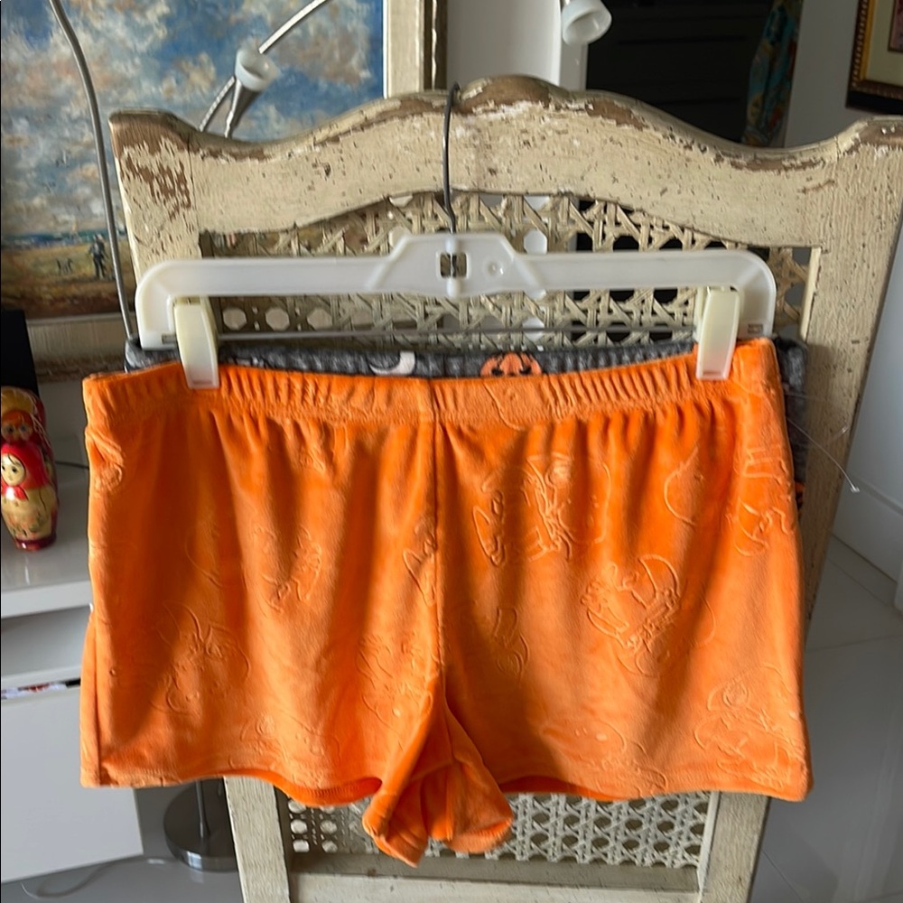 munki munki & Peanuts Snoopy Halloween Orange/Gray Set of 2 Pajama Shorts